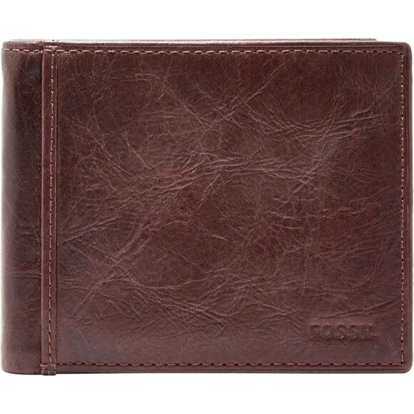 Men's Leather Bifold Wallet with Flip ID Window for Men